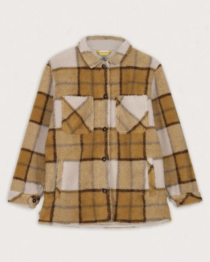 Women Tops Passenger Olympus Yarn Dye Recycled Sherpa Fleece Shirt Honey Check Honey Check