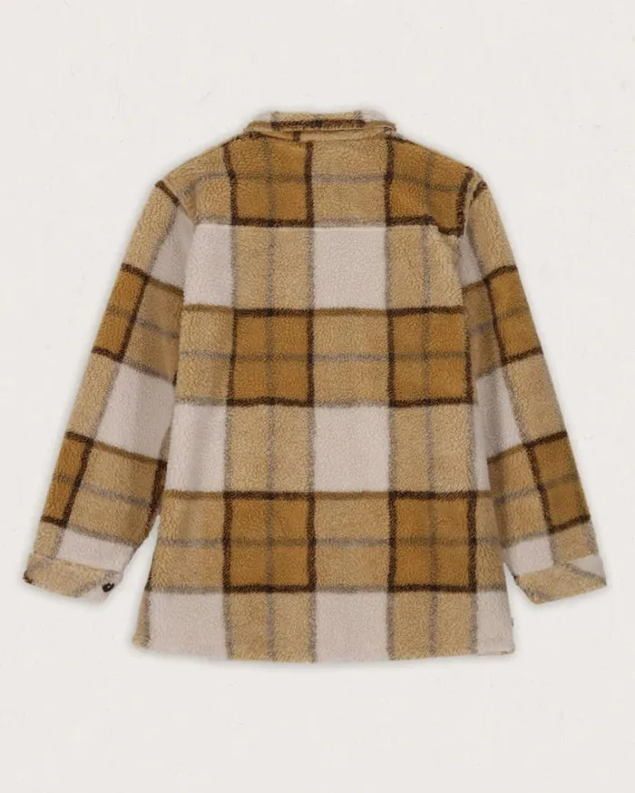 Women Tops Passenger Olympus Yarn Dye Recycled Sherpa Fleece Shirt Honey Check Honey Check