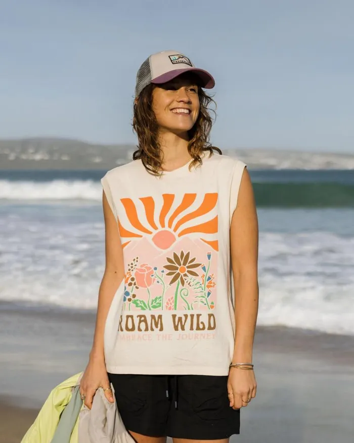 Women Tops Passenger Roam Wild Recycled Cotton Vest Birch Birch