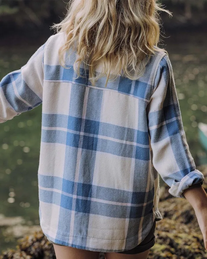 Women Tops Passenger Stella Organic Cotton LS Shirt Provincial Blue Check Provincial Blue Check