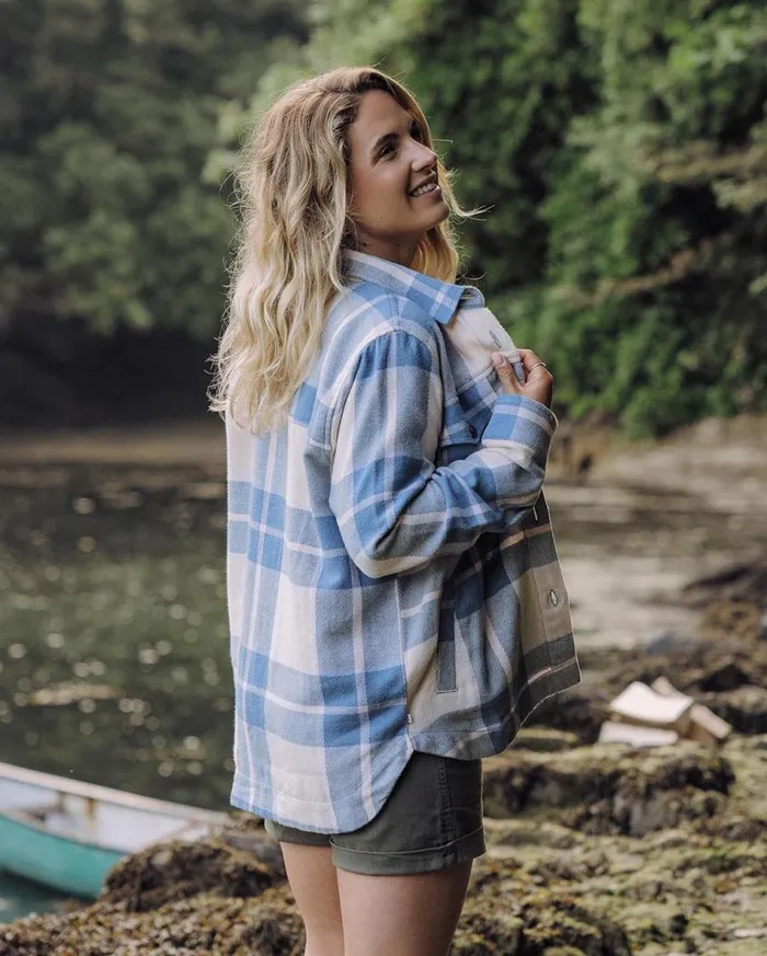Women Tops Passenger Stella Organic Cotton LS Shirt Provincial Blue Check Provincial Blue Check