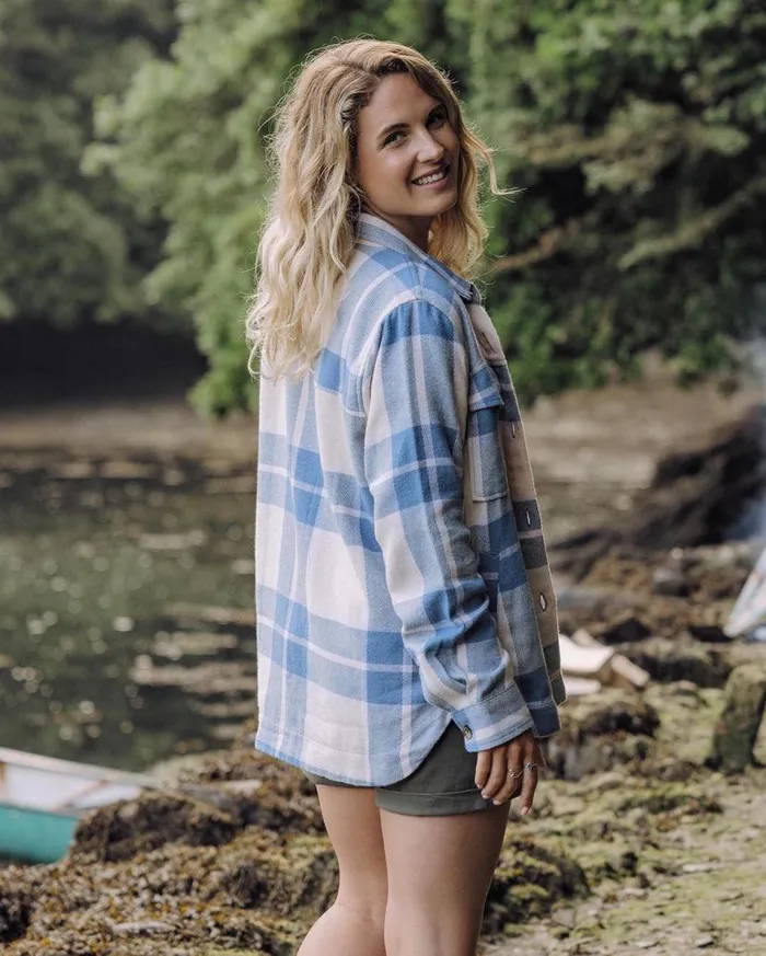 Women Tops Passenger Stella Organic Cotton LS Shirt Provincial Blue Check Provincial Blue Check