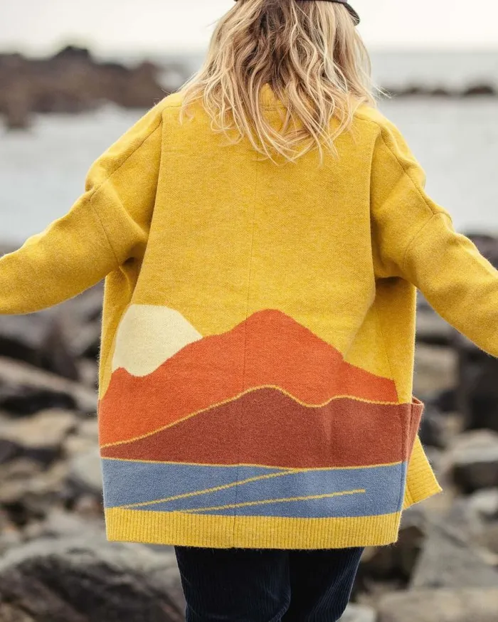 Women Tops Passenger Vista Recycled Knitted Cardigan Amber Gold Amber Gold