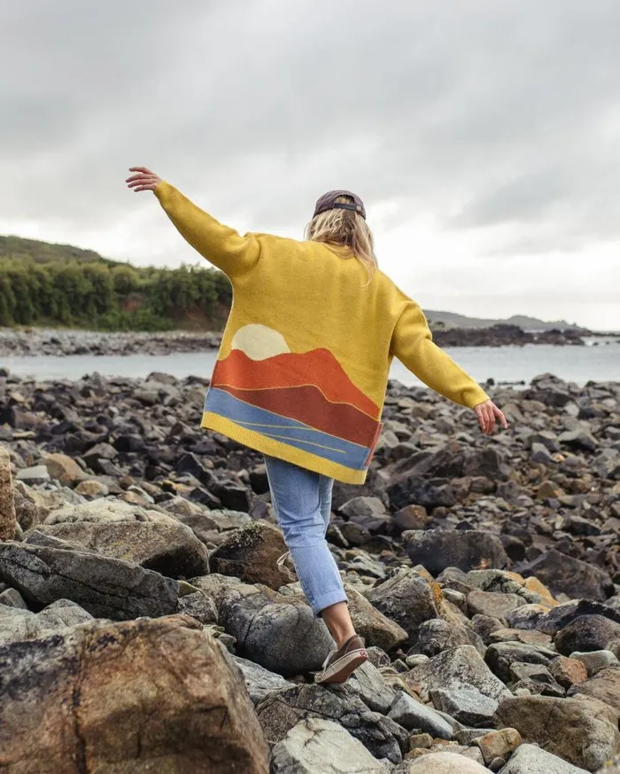 Women Tops Passenger Vista Recycled Knitted Cardigan Amber Gold Amber Gold