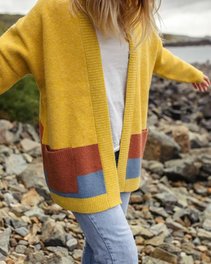 Women Tops Passenger Vista Recycled Knitted Cardigan Amber Gold Amber Gold