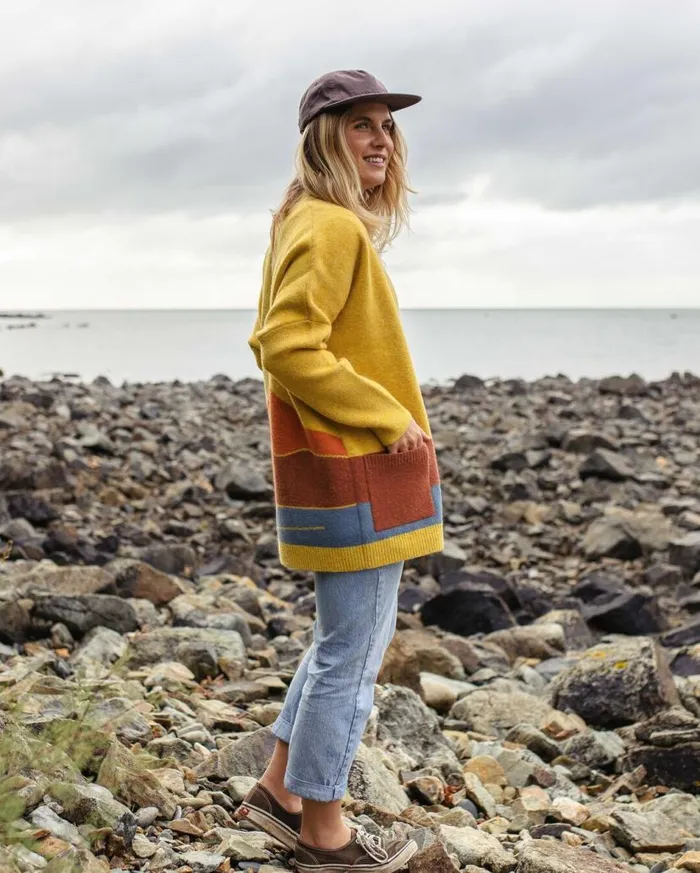 Women Tops Passenger Vista Recycled Knitted Cardigan Amber Gold Amber Gold