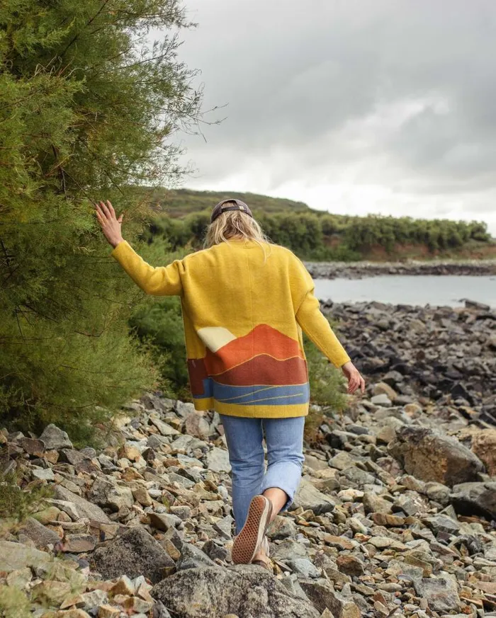Women Tops Passenger Vista Recycled Knitted Cardigan Amber Gold Amber Gold
