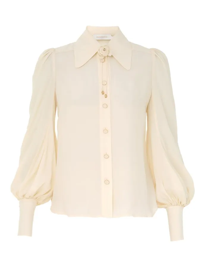 Women Tops Zimmermann Blouson Shirt Cream