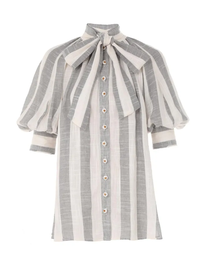 Women Tops Zimmermann Matchmaker Swing Blouse Bluecream Stripe