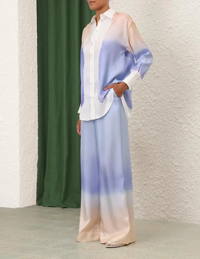 Women Tops Zimmermann Natura Relaxed Shirt Blue Fields
