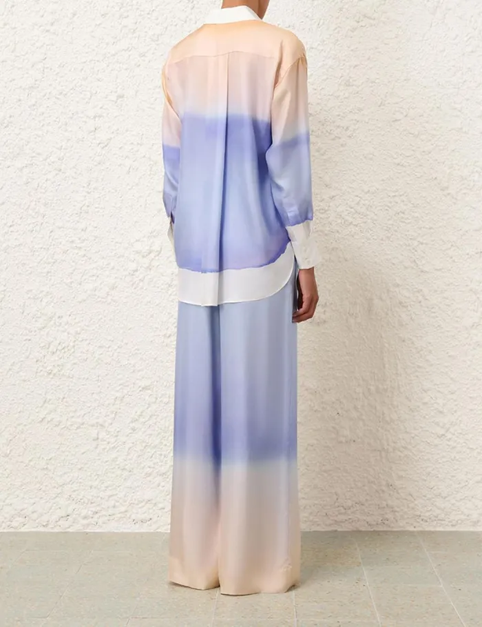 Women Tops Zimmermann Natura Relaxed Shirt Blue Fields