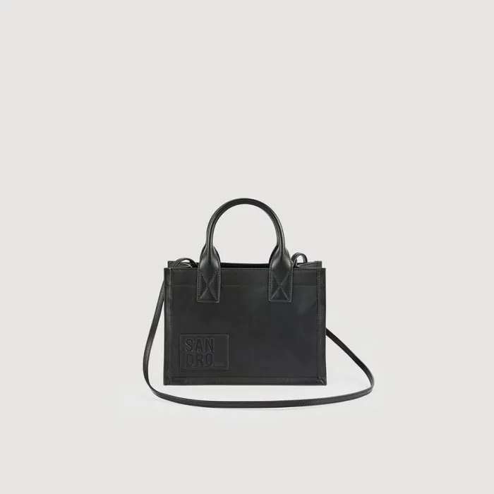 Women Tote Bags SANDRO Small Kasbah Tote In Smooth Leather Black