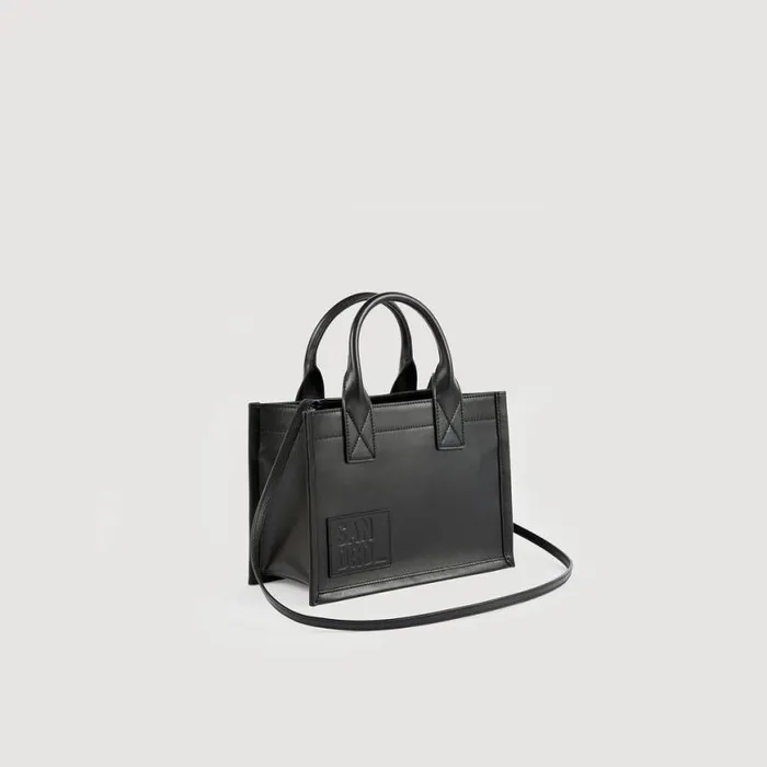 Women Tote Bags SANDRO Small Kasbah Tote In Smooth Leather Black
