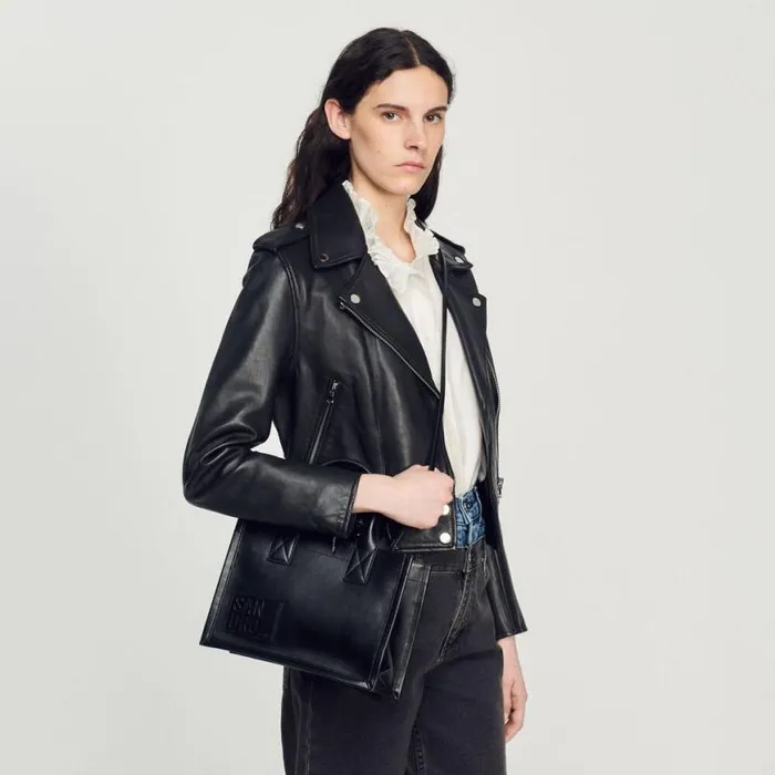 Women Tote Bags SANDRO Small Kasbah Tote In Smooth Leather Black