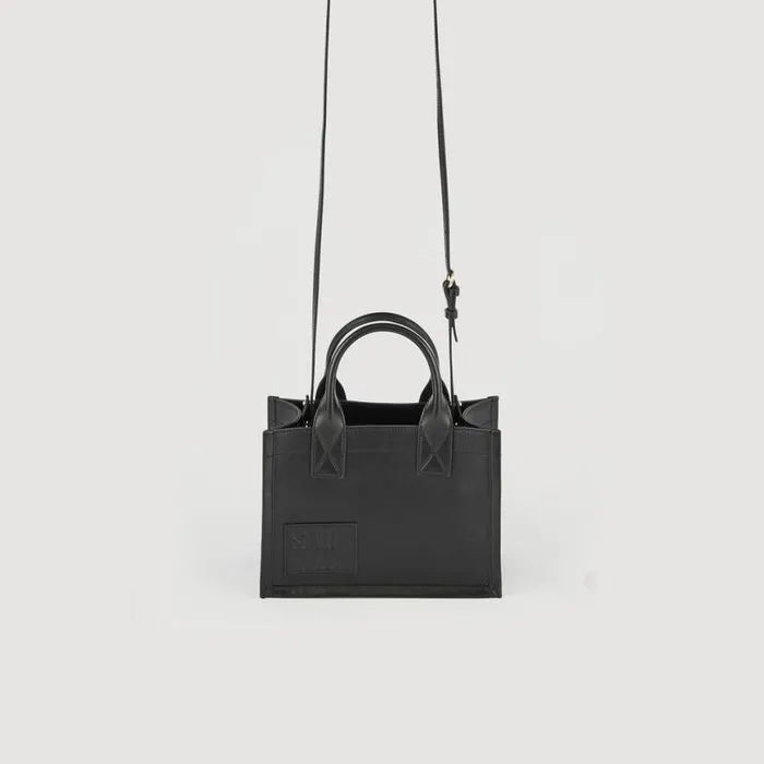 Women Tote Bags SANDRO Small Kasbah Tote In Smooth Leather Black
