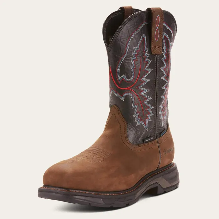 WorkHog XT Waterproof Carbon Toe Work Boot Oily Distressed Brown Men Ariat Work Boots