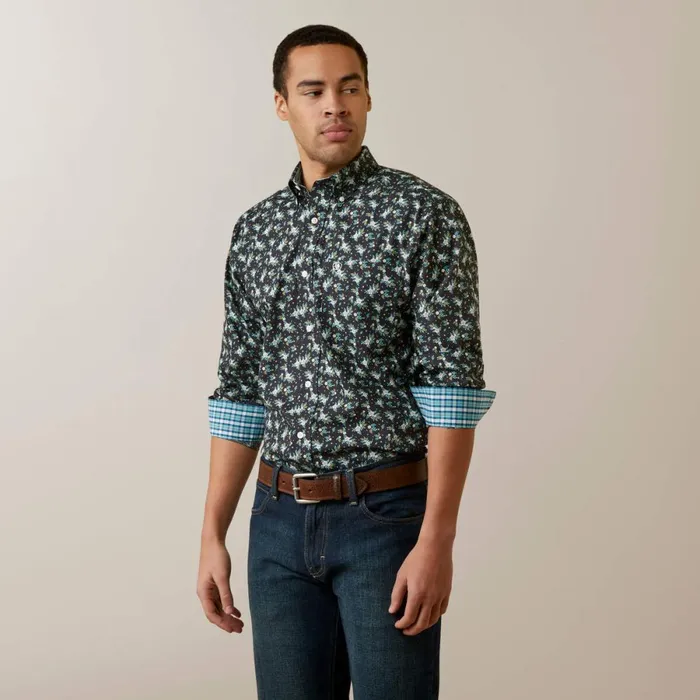 Wrinkle Free Camdyn Fitted Shirt Navy Men Ariat Button Down Shirts