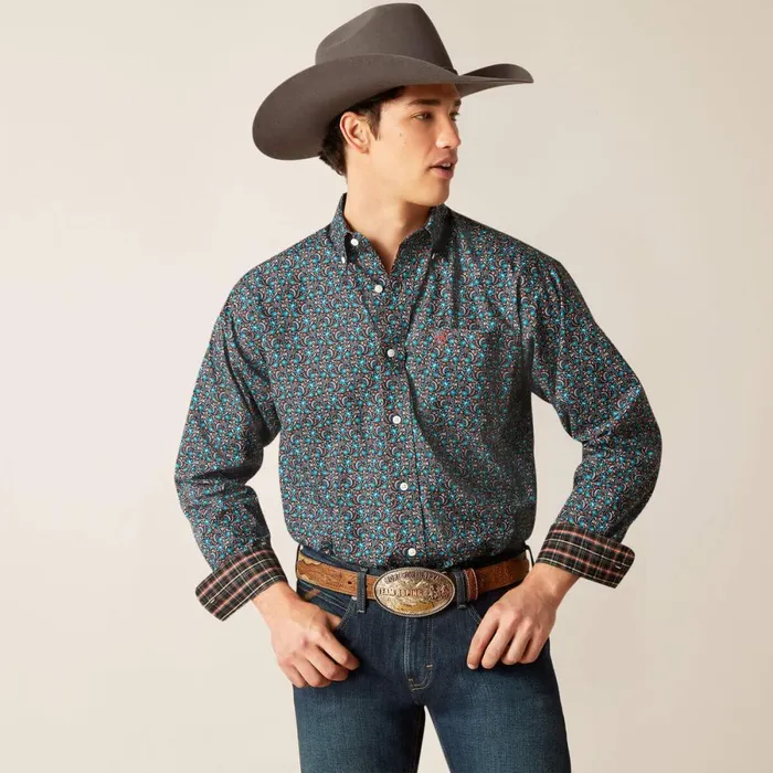 Wrinkle Free Gryffin Classic Fit Shirt Black Men Ariat Button Down Shirts