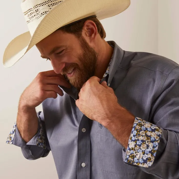 Wrinkle Free Solid Pinpoint Oxford Classic Fit Shirt Mood Indigo Men Ariat Button Down Shirts Wrinkle Free Solid Pinpoint Oxford Classic Fit Shirt Mood Indigo Men Ariat Button Down Shirts