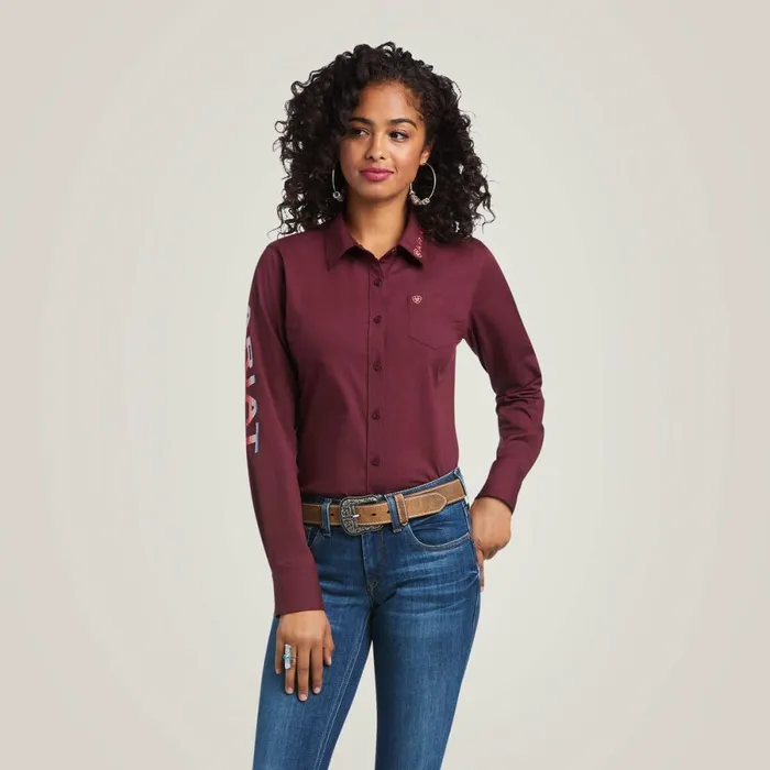 Wrinkle Resist Team Kirby Stretch Shirt Zinfandel Women Ariat TShirts and Tops