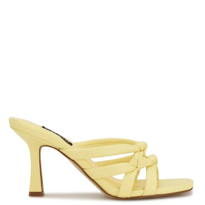 Yeander Heeled Slide Sandals Light Yellow Women Nine West Heeled