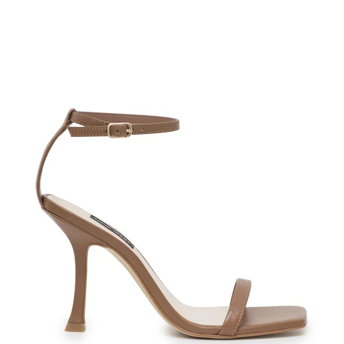 Yess Ankle Strap Sandals Light Brown Leather Women Nine West High Heels