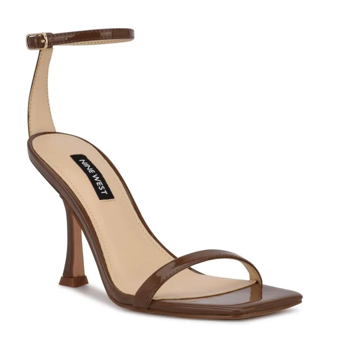 Yess Ankle Strap Sandals New Maple Patent Women Nine West Heeled Yess Ankle Strap Sandals New Maple Patent Women Nine West Heeled