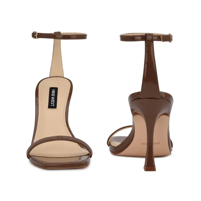 Yess Ankle Strap Sandals New Maple Patent Women Nine West Heeled Yess Ankle Strap Sandals New Maple Patent Women Nine West Heeled