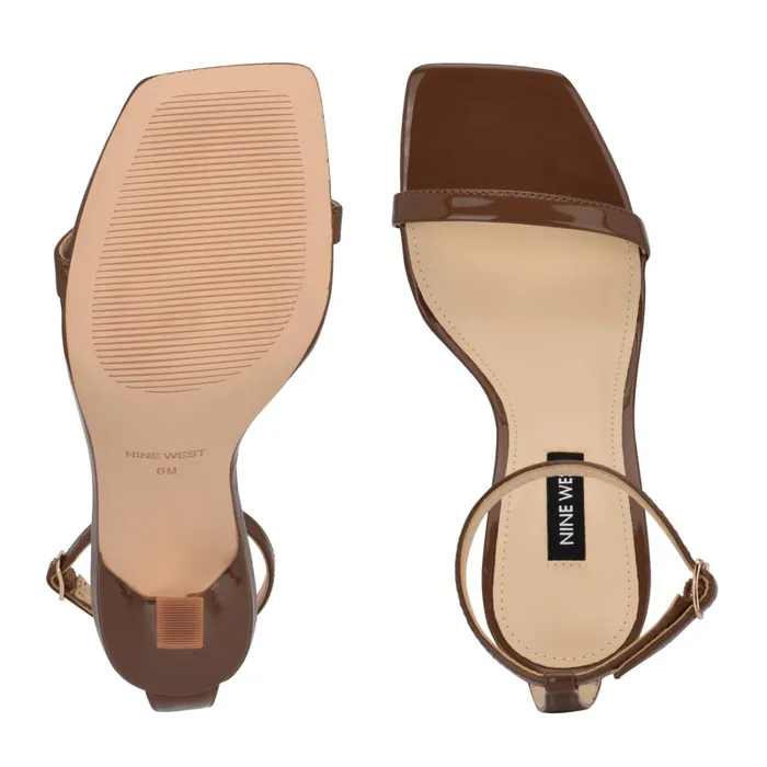 Yess Ankle Strap Sandals New Maple Patent Women Nine West Heeled Yess Ankle Strap Sandals New Maple Patent Women Nine West Heeled