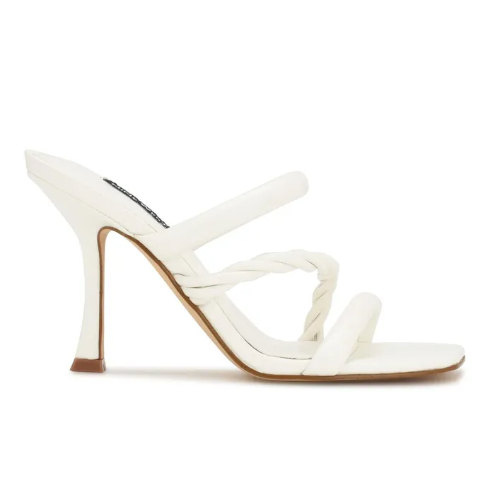 Yester Heeled Slide Sandals White Women Nine West Heeled