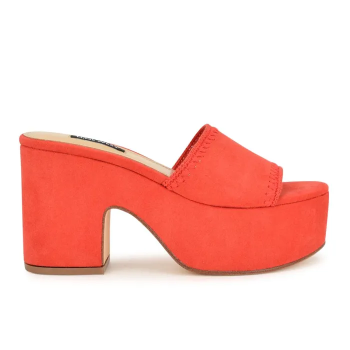 Yickie Platform Slide Sandals Red Women Nine West Dress