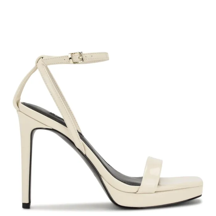 Zilo Platform Sandals Chic Cream Patent Women Nine West Dress