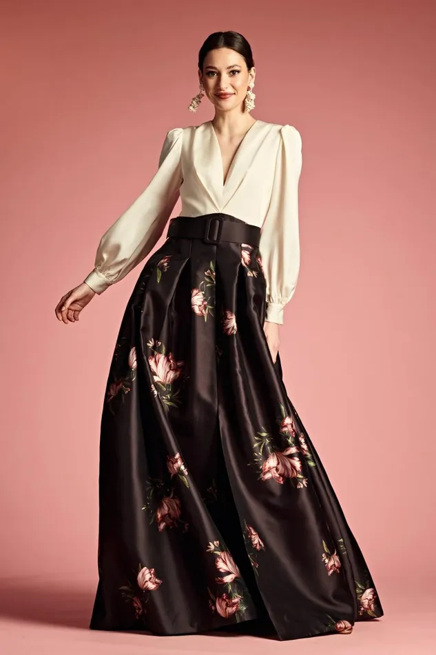 Zoe Gown 8211 IvoryNoir Blossom Women Sachin and Babi Formal