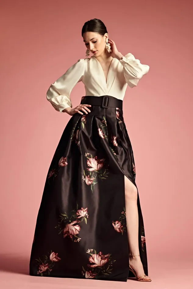 Zoe Gown 8211 IvoryNoir Blossom Women Sachin and Babi Formal