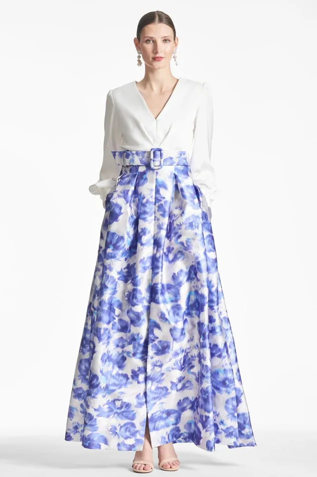 Zoe Gown 8211 Off WhiteAzure Watercolor Women Sachin and Babi Covered